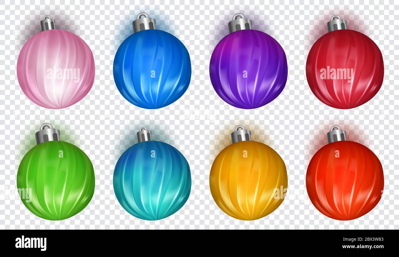 Set of multicolored Christmas balls with soft shadows, isolated on ...