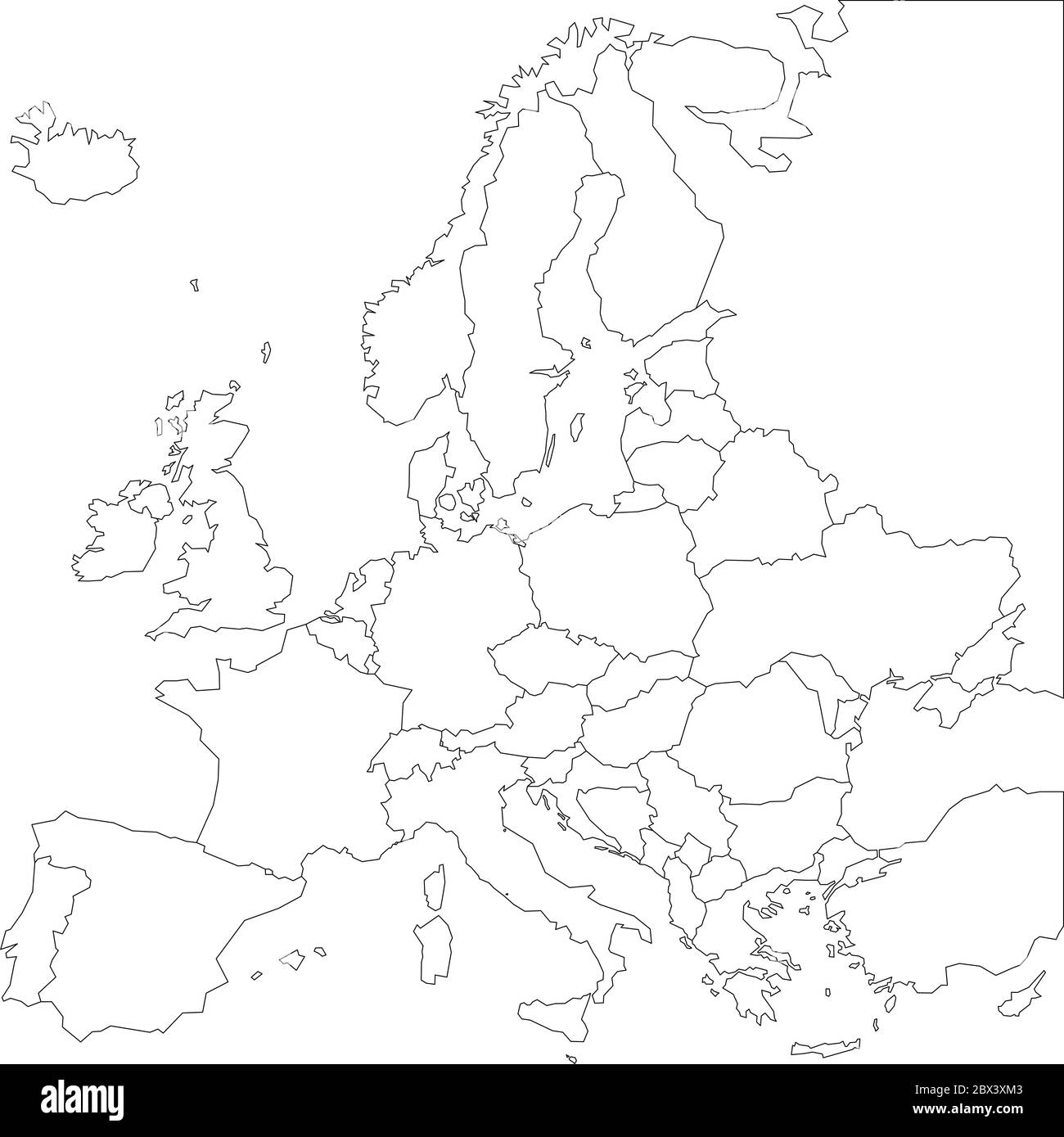 Europe Map Outline Printable Blank Outline Map Of Europe. Simplified Vector Map Made Of Black Outline On  White Background Stock Vector Image & Art - Alamy