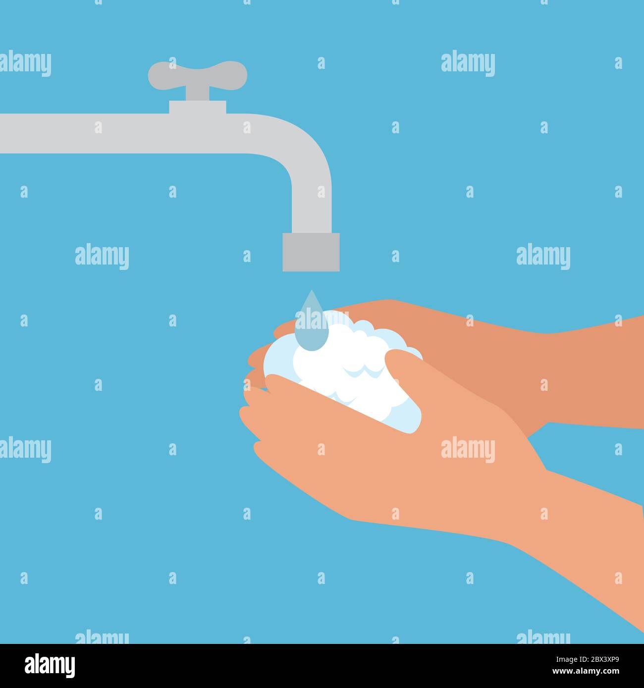 Hands washing with soap under water tap vector design Stock Vector ...