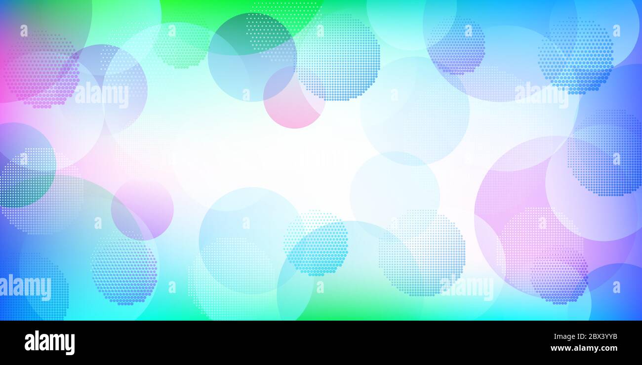 Abstract background of colored intersecting circles consisting of dots Stock Vector