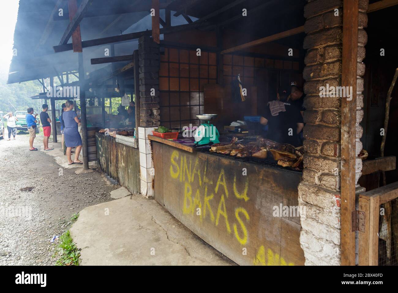 Kundasang Sabah Malaysia Circa May 2017 The Most Famous Stretch Of Smoked Wild Boar Sinalau Bakas On Sale Along The Highway Stretch From Tamp Stock Photo Alamy