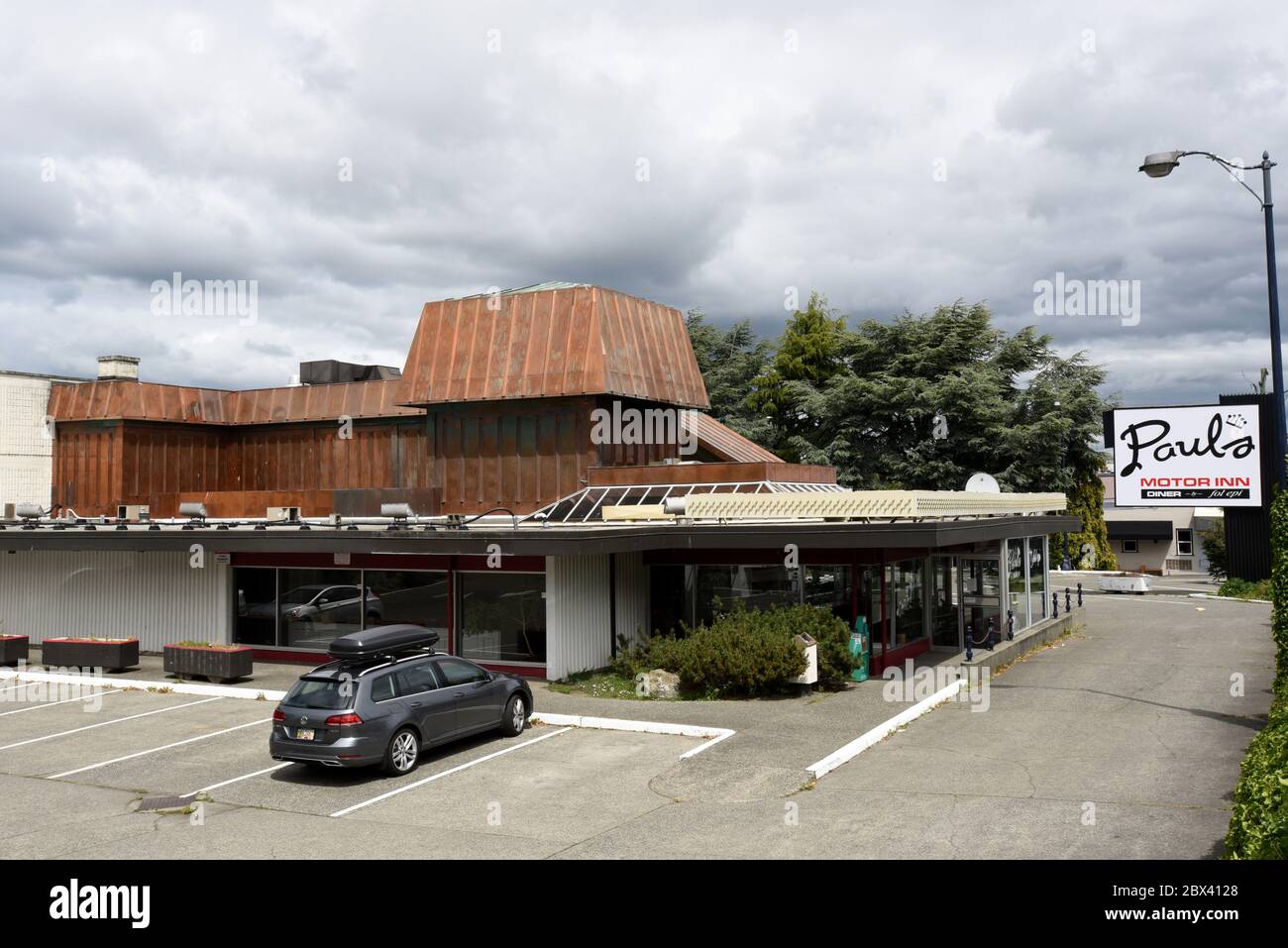 A view of the 75-room Paul's Motor Inn in downtown Victoria, British Coumbia, Canada on Vancouver Island. The British Columbia provincial government h Stock Photo