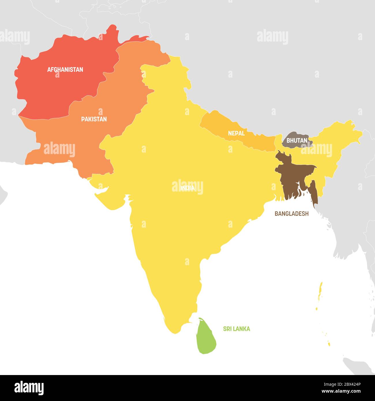 South Asia Region Map South Asia Region. Colorful Map Of Countries In Southern Asia. Vector  Illustration Stock Vector Image & Art - Alamy