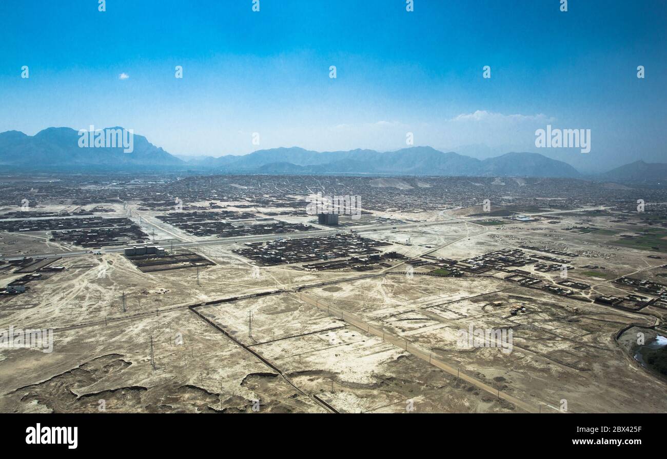 desert area was changing to residential area in Eastern of Kabul, Afghanistan Stock Photo