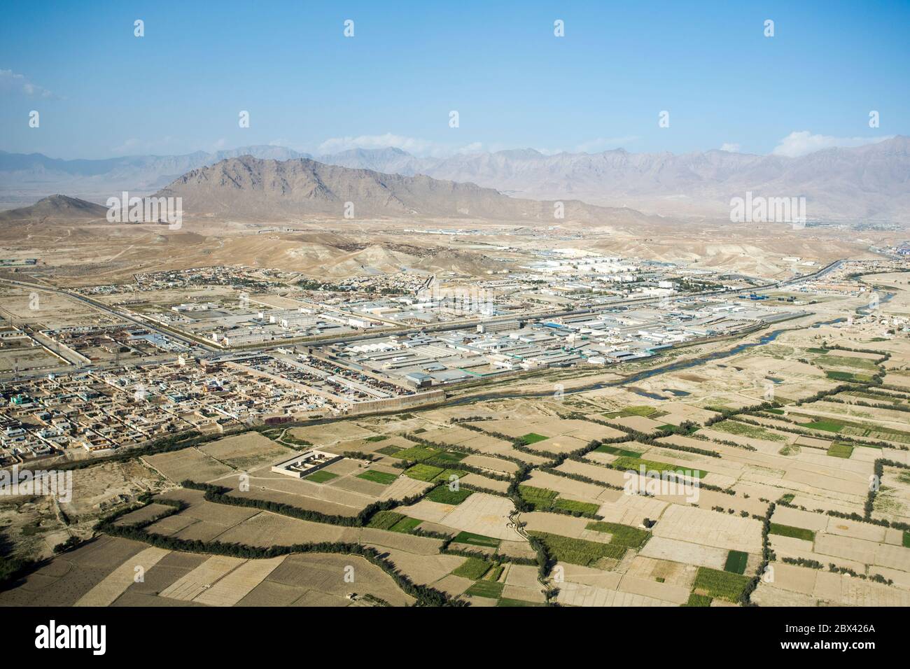 agriculture area and river was flowing at eastern part of Kabul Afghanistan Stock Photo