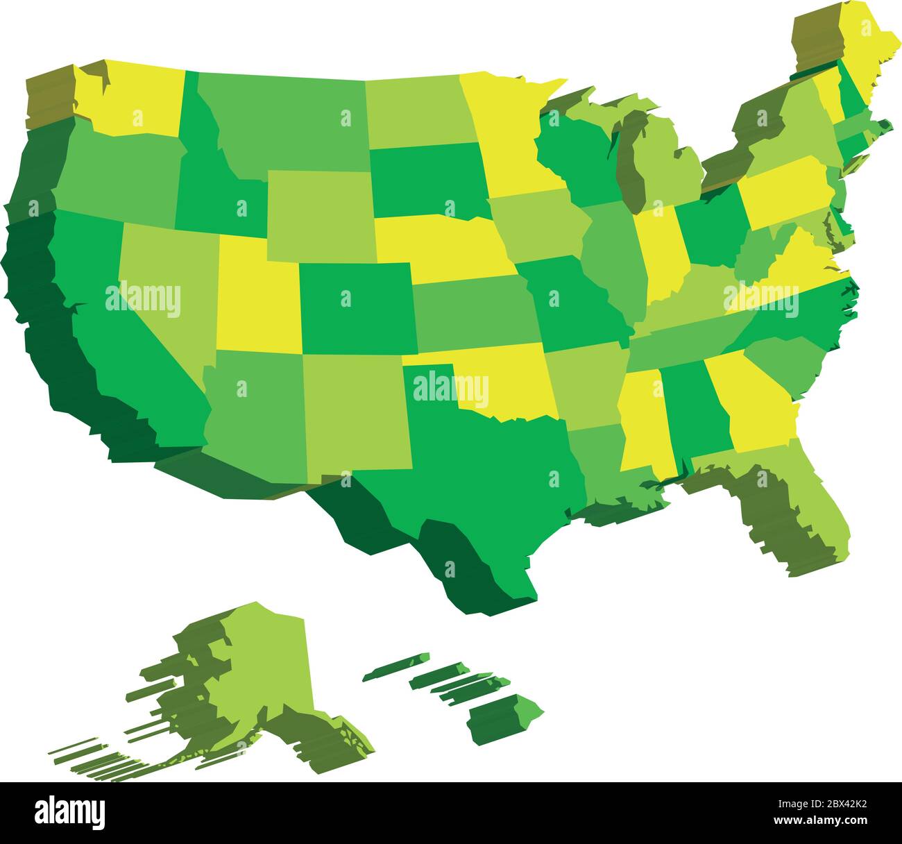 3D map of United States of America - 3d Map Of United States Of America Usa Divided Into Federal States Vector Illustration 2BX42K2