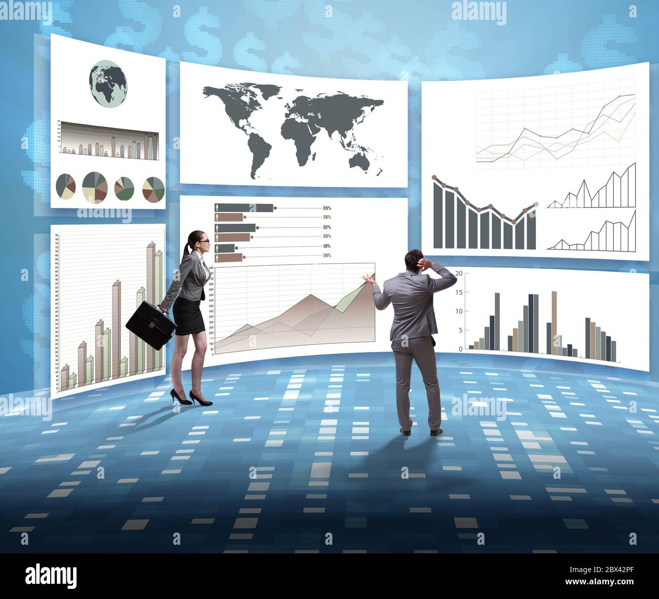 The concept of business charts and finance visualisation Stock Photo ...