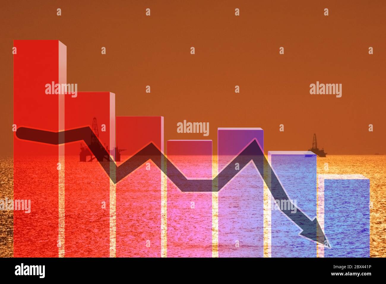 Oil industry decline concept with the chart Stock Photo Alamy