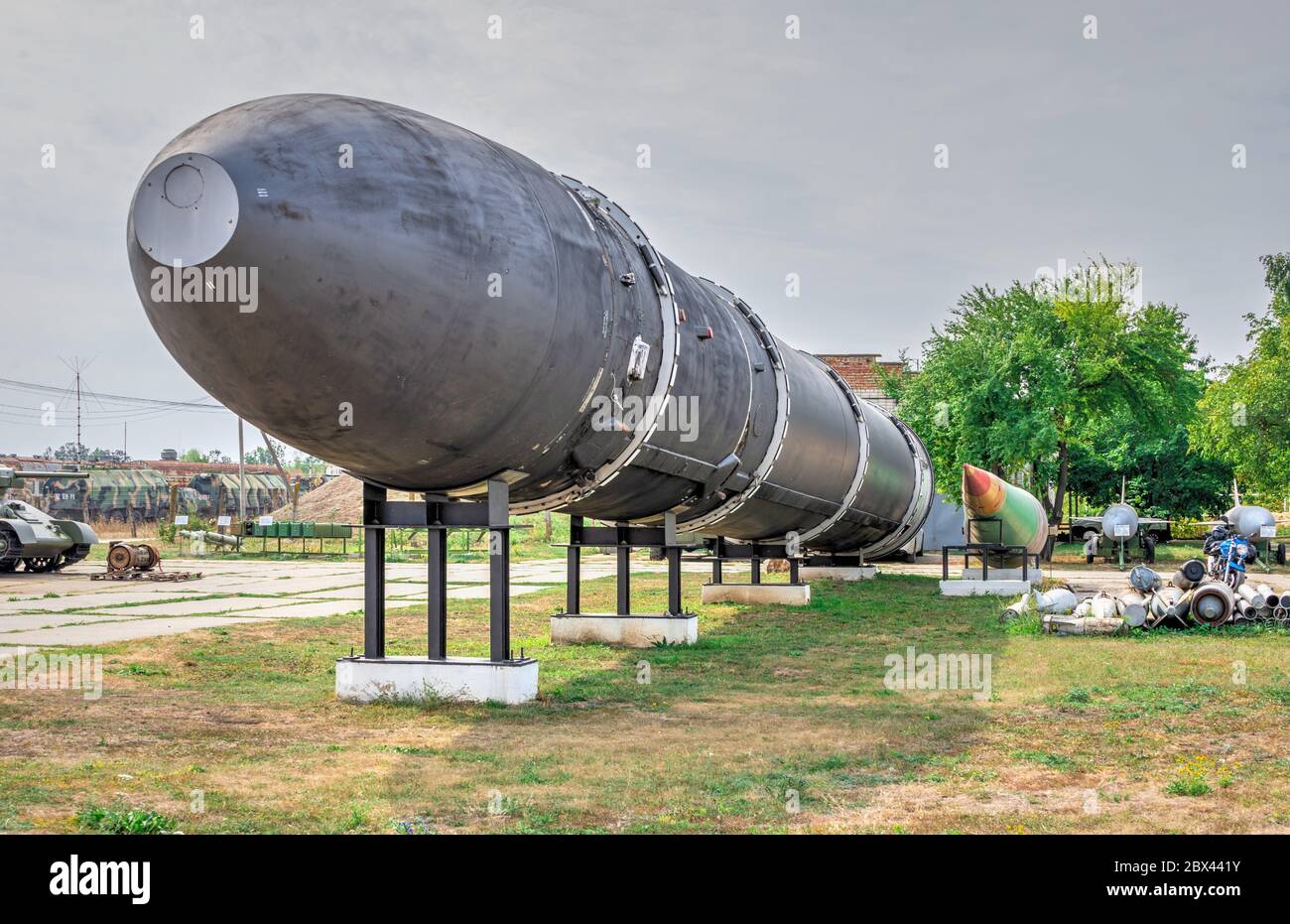 Pobugskoe, Ukraine 09.14.2019. GRAU 15A18 NATO name SS-18 Satan Rocket in Soviet Strategic Nuclear Forces Museum, Ukraine Stock Photo