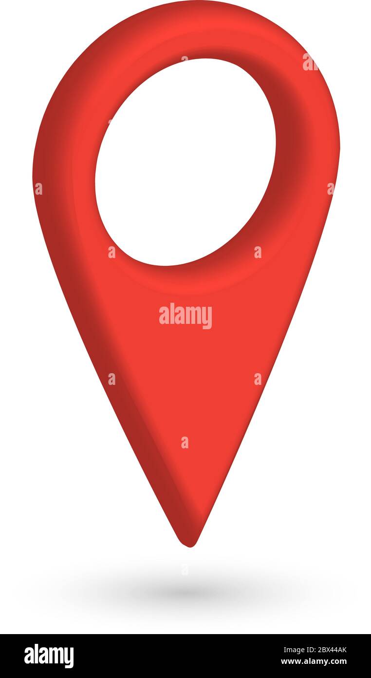 Red 3D map pointer with dropped shadow on white background. EPS10 ...