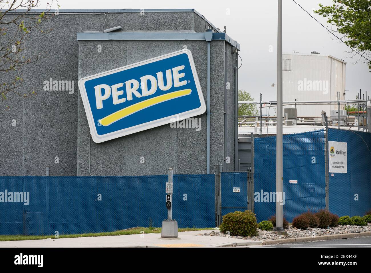 A logo sign outside of a Perdue Farms poultry processing plant in Salisbury, Maryland on May 25