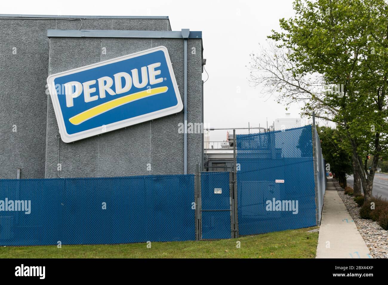 A logo sign outside of a Perdue Farms poultry processing plant in Salisbury, Maryland on May 25