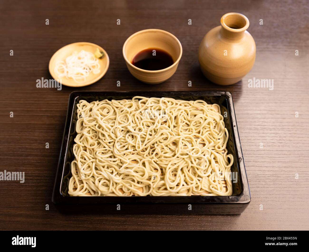 Japanese soba noodle with dipping sauce Stock Photo