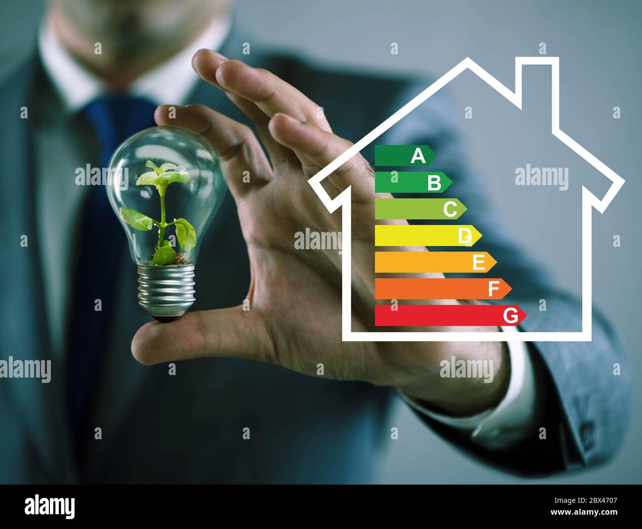 The businessman in energy efficiency concept Stock Photo