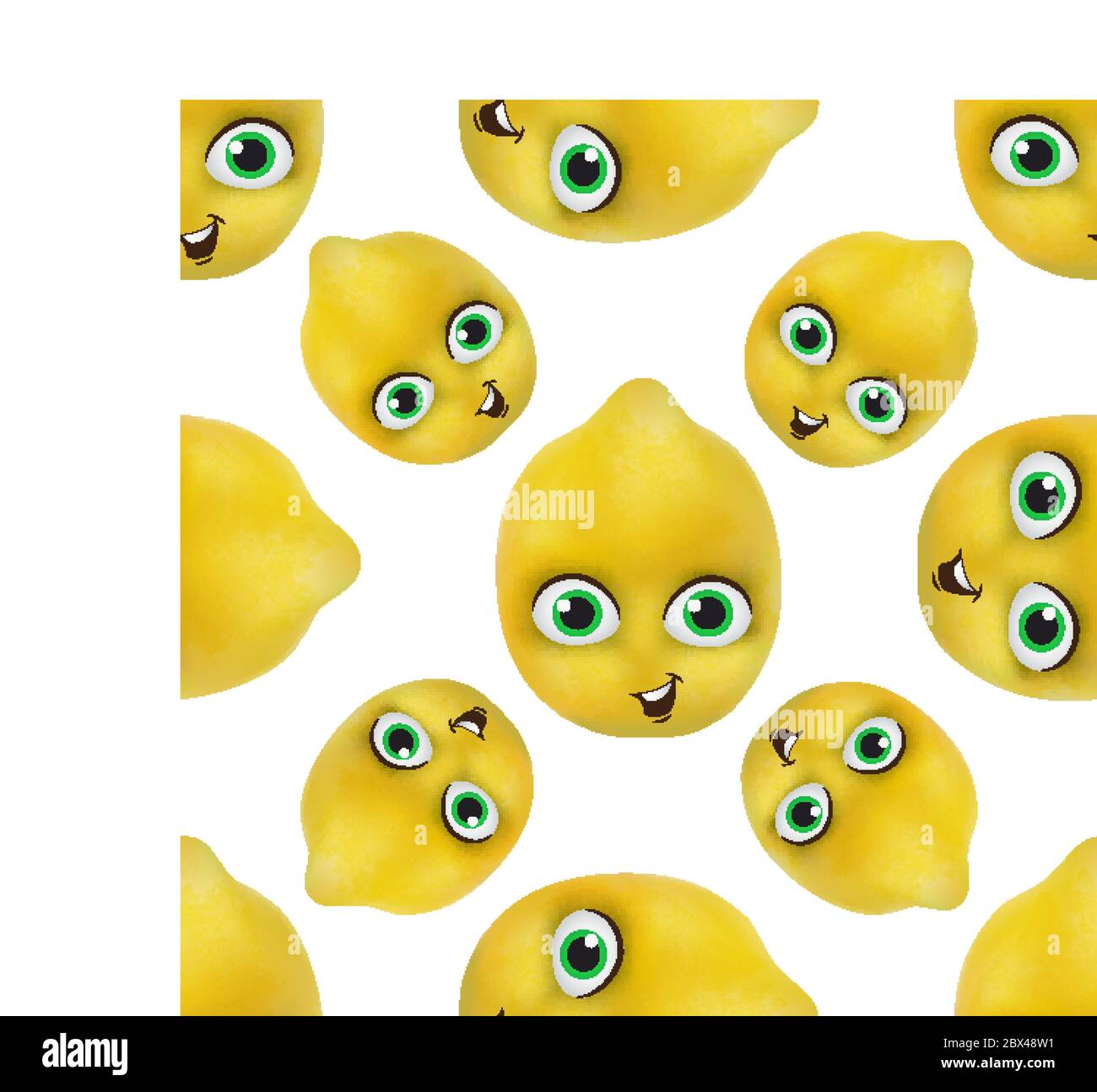 Funny and cute Lemon cartoon vector mascot character seamless pattern ...