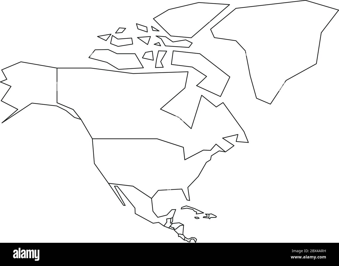 Political Map Of North America Simplified Black Wireframe Outline Images