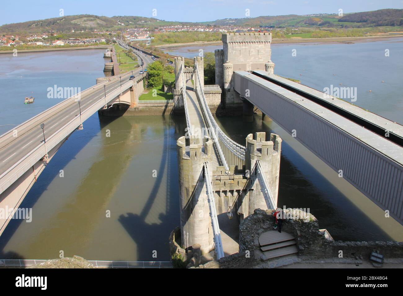 Conwy Suspension Bridge in NorthWales. United Kingdom Stock Photo Alamy