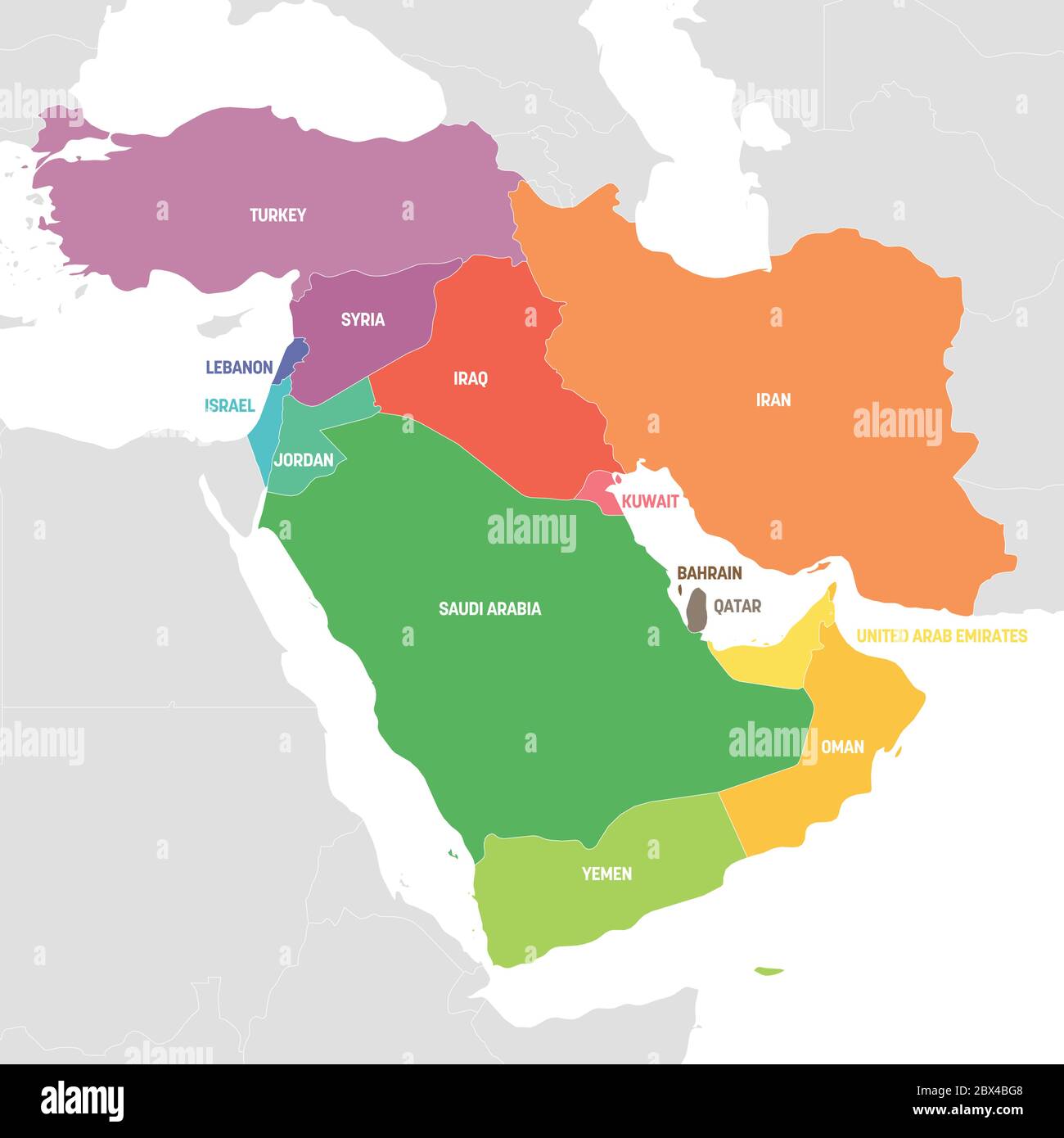 West Asia Region Colorful Map Of Countries In Western Asia Or Middle West Asia Region Colorful Map Of Countries In Western Asia Or Middle