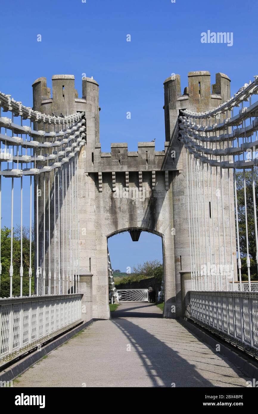 Conwy Suspension Bridge in North-Wales. United Kingdom Stock Photo