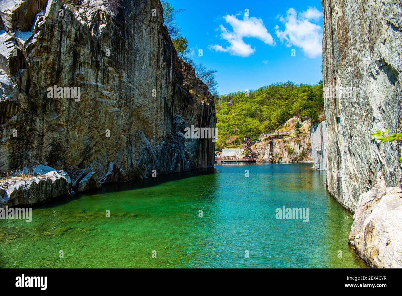Scenic shots of the granite quarry from Pocheon Art Valley in Pocheon, South Korea. Stock Photo