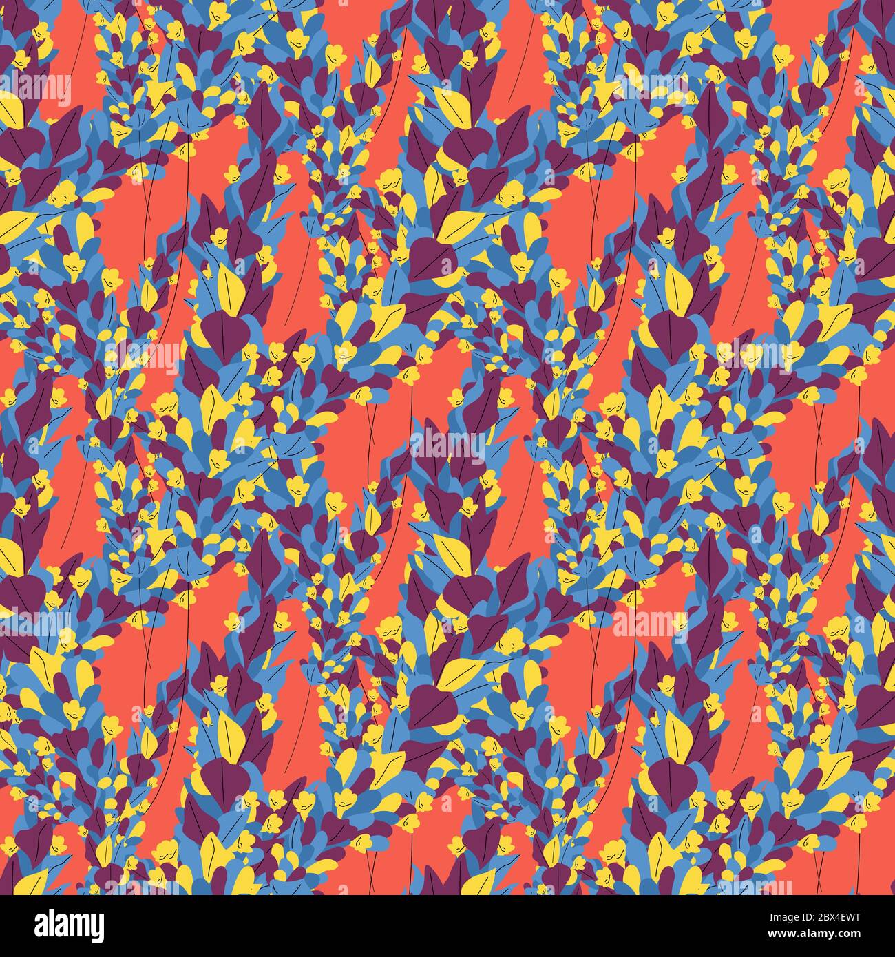 Colorful floral seamless pattern with lavender flowers on red ...