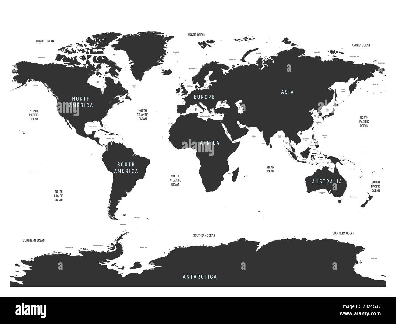 World Map Of Oceans With Labels Of Oceans Seas Gulfs Bays And World Map Of Oceans With Labels Of Oceans Seas Gulfs Bays And Straits 2BX4G37