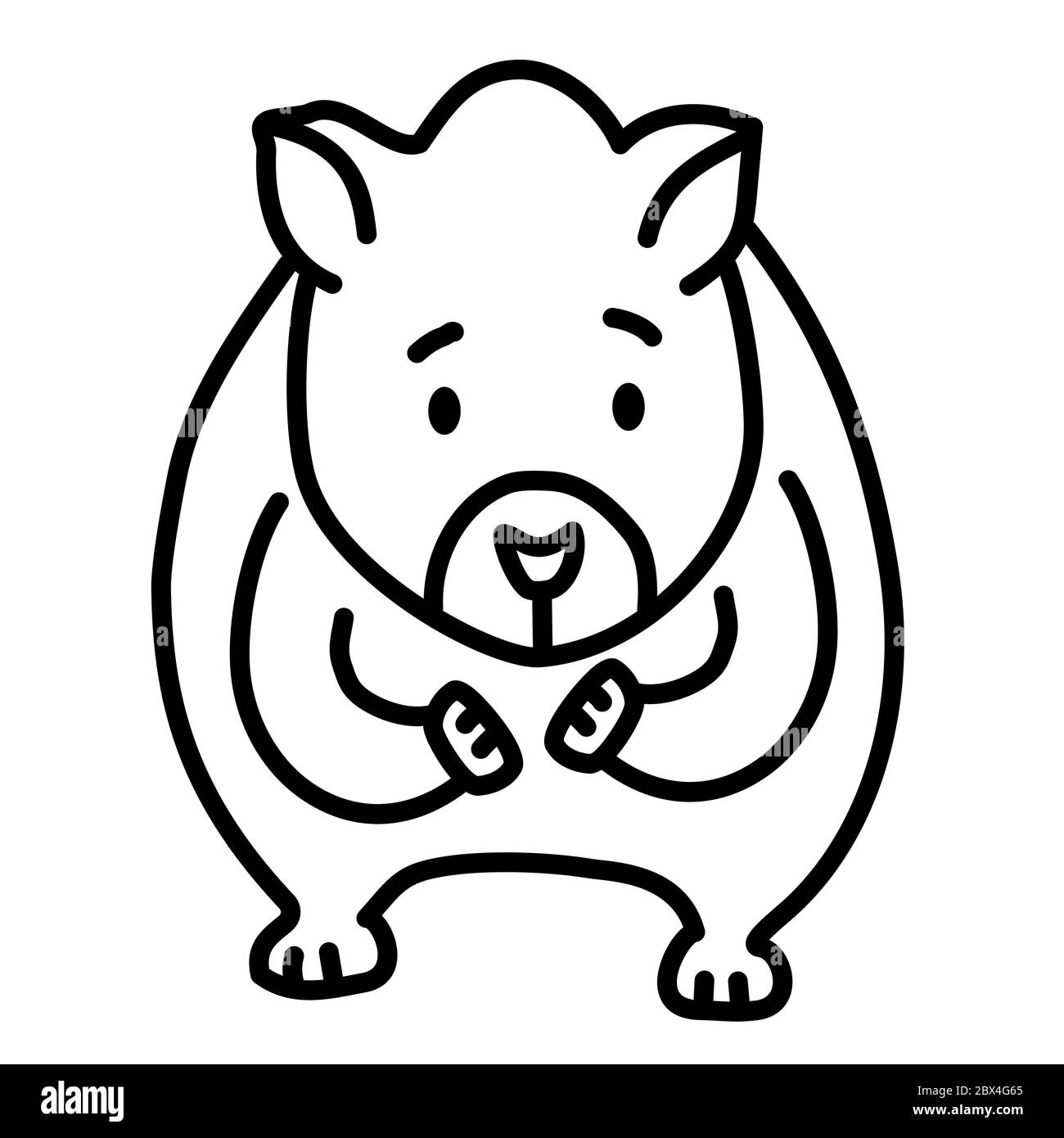 Cute hamster. Vector illustration. black and white outline Stock Vector