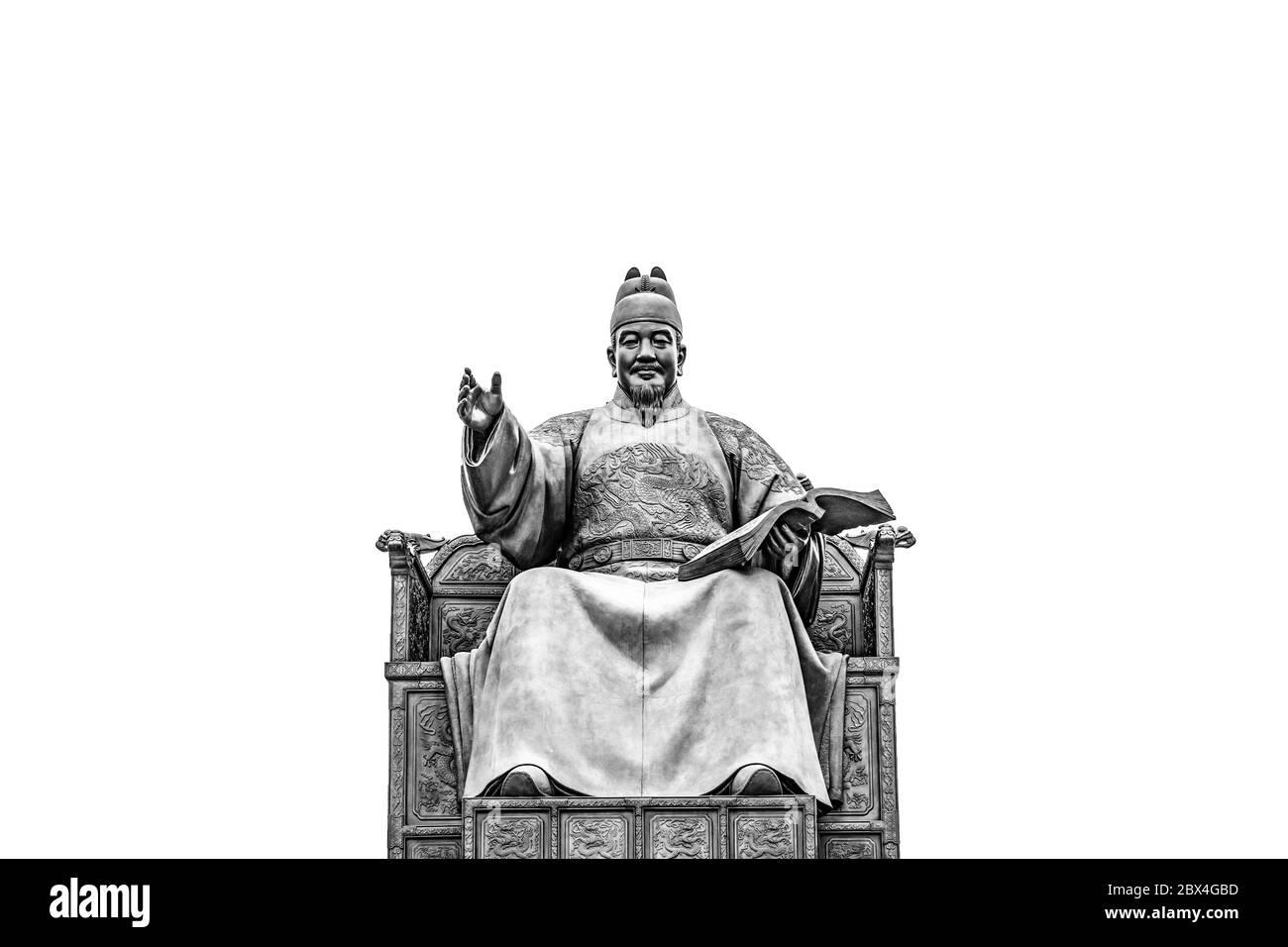King Sejong statue from Gwanghwamun Square, isolated Stock Photo