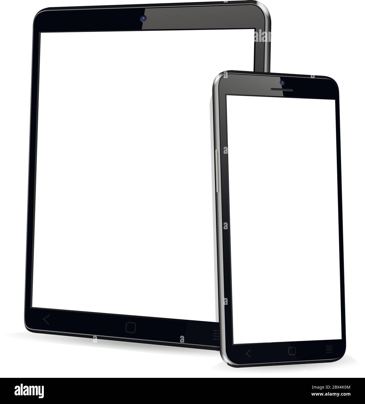 Tablet with cellphone mock up. Vector illustration. Stock Vector