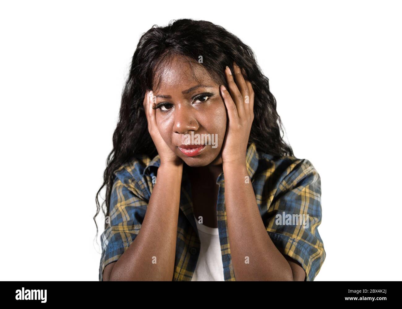 Young sad. Ирония эмоция афроамериканка. Фотография отказ афроамериканка. Девушка афроамериканка в капюшоне плачет и улыбается. Scared African American woman.