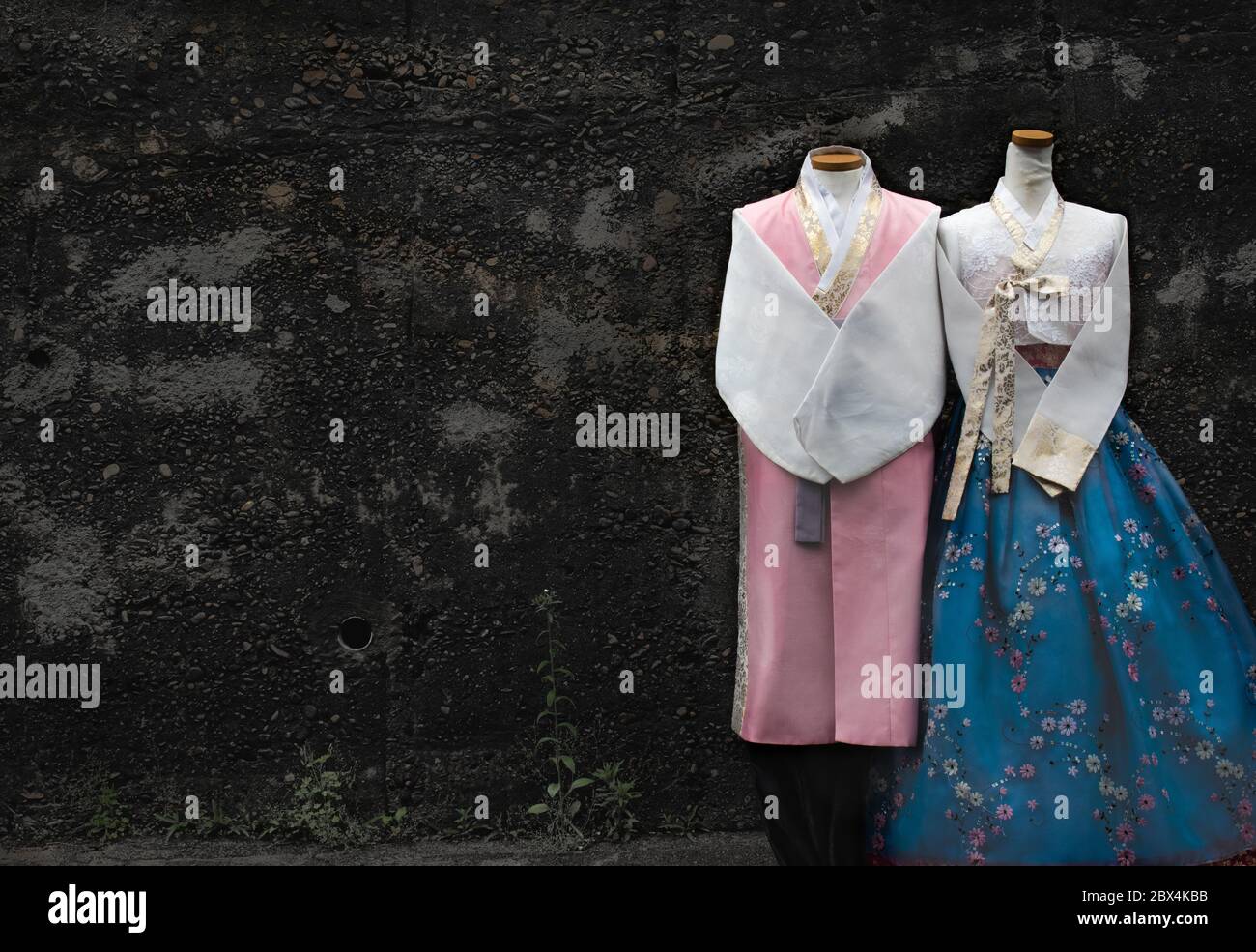 Korean traditional clothing on mannequins, also called Hanbok Stock Photo