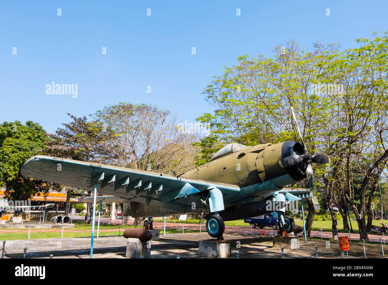 AD-6 aircraft plane, used by US army in the Vietnam war, seized in 1975, Thua Thien Hue History Museum, Hue War Museum, Hue, Vietnam Stock Photo
