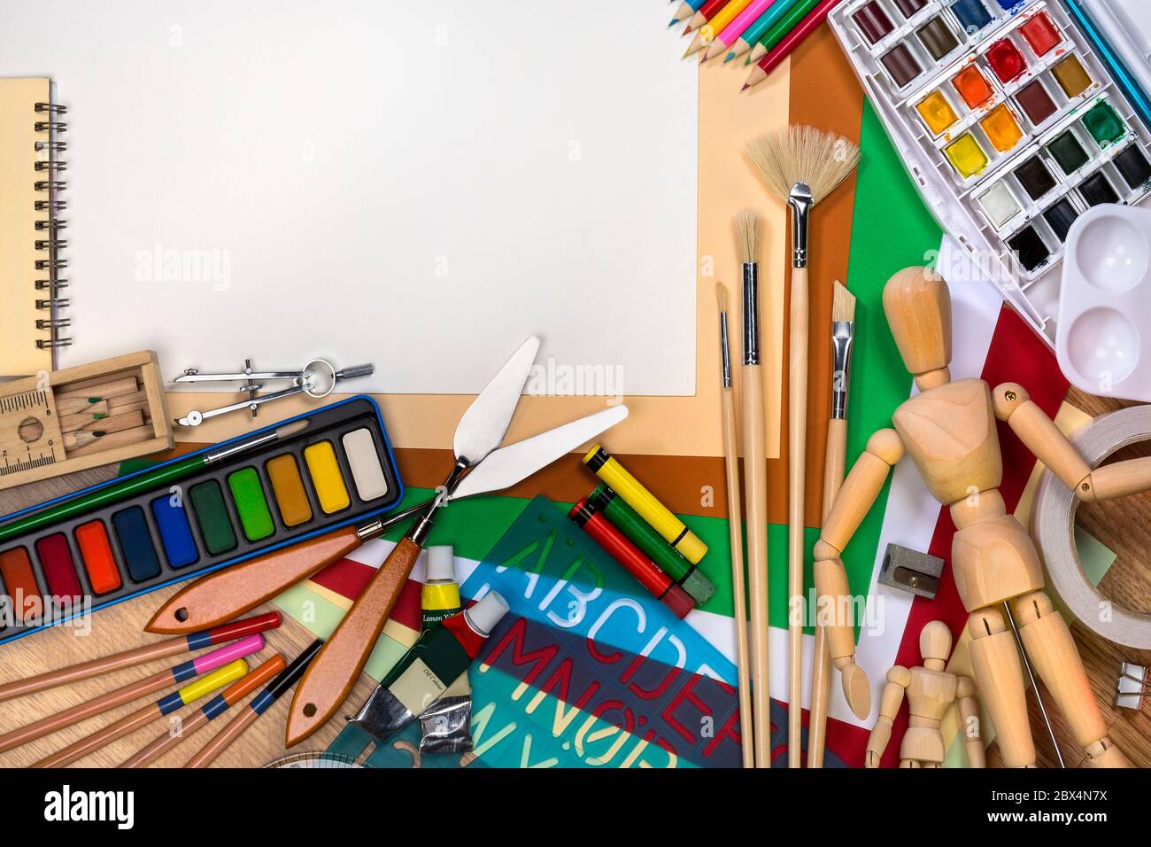School Art Materials - Space for Text Stock Photo