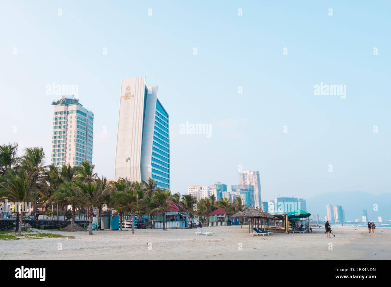 Grand Tourane Hotel and other hotels, in front of  My Khe beach, Danang, Vietnam Stock Photo