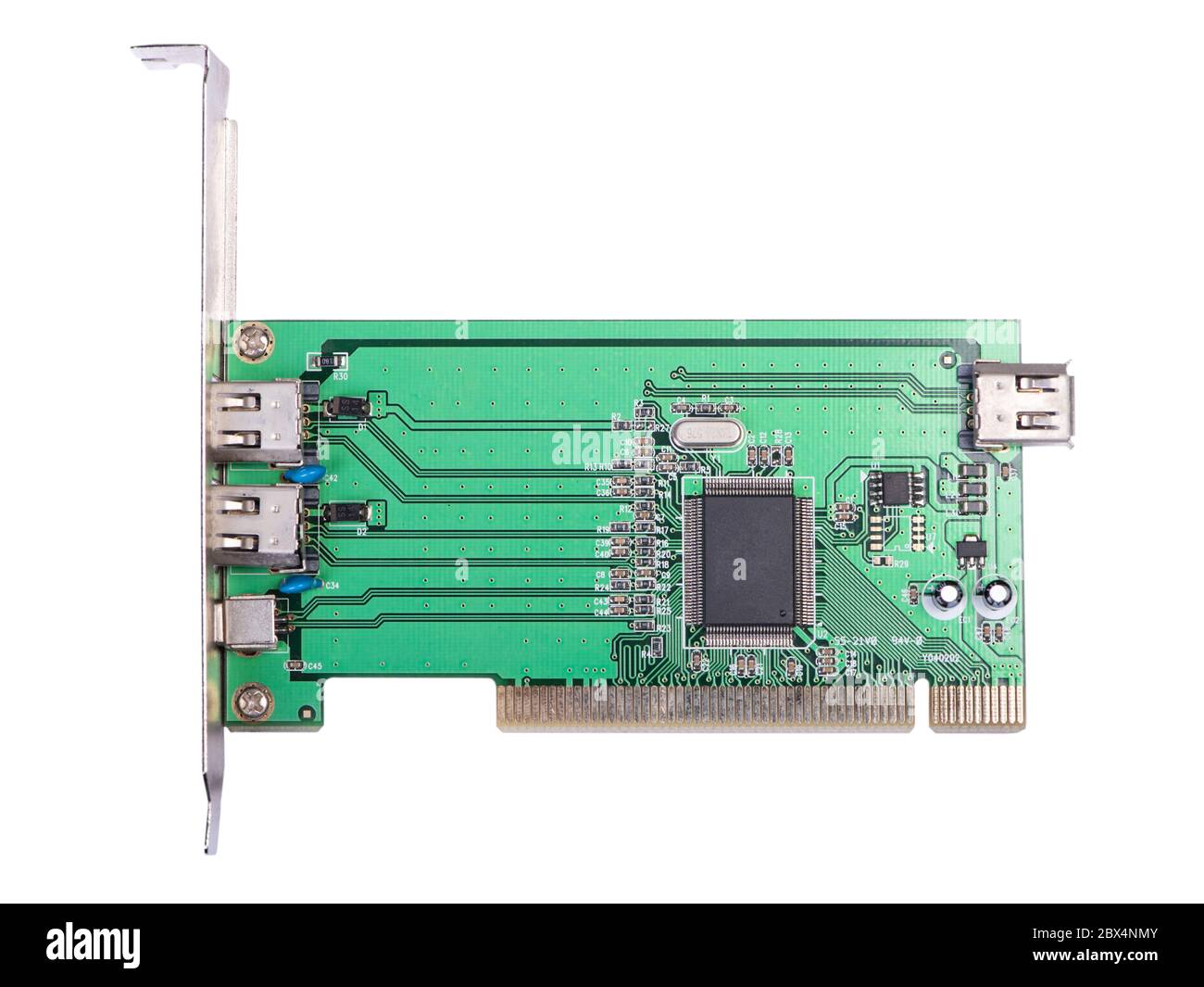 Firewire 1394 PCI controller card isolated on white background Stock ...