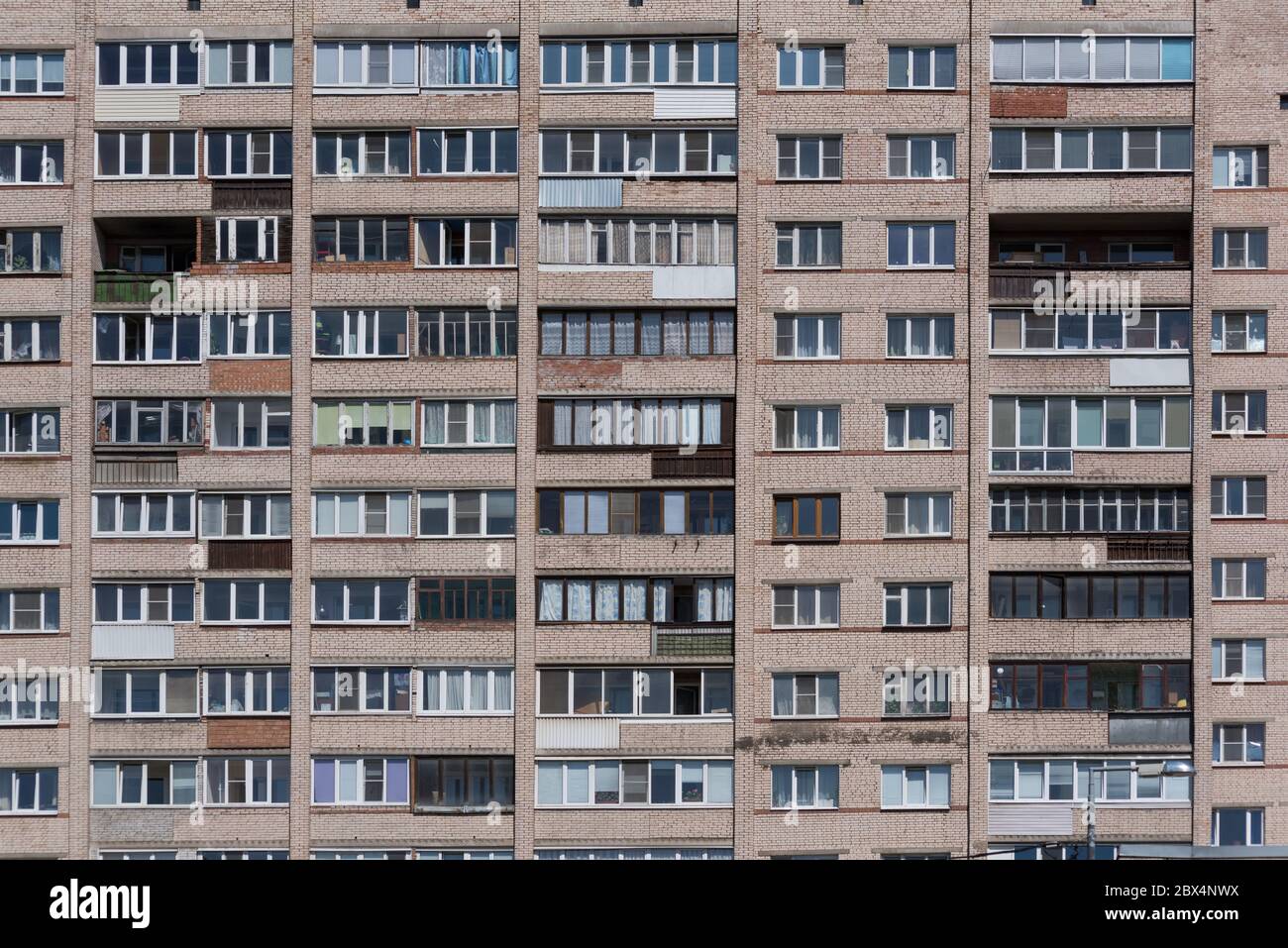 Typical facade of the panel building in the post Soviet countries Stock