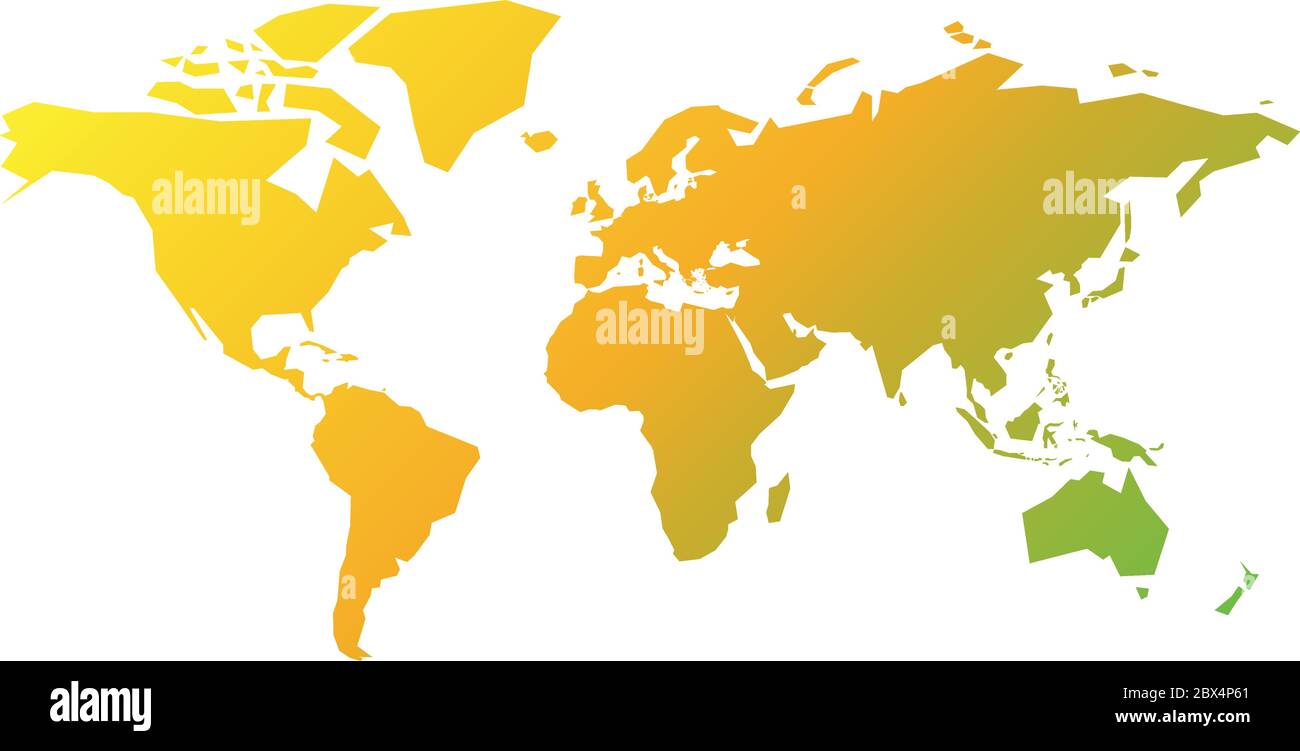 Simplified map of World in yellow-green color. Schematic vector