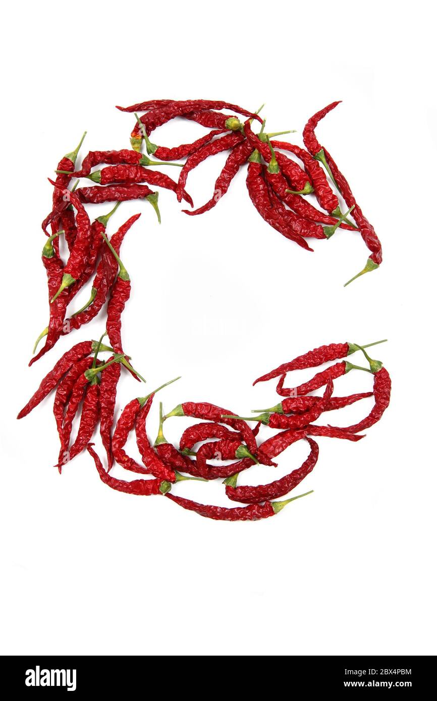 c - alphabet from hot chili isolated on white background Stock Photo ...
