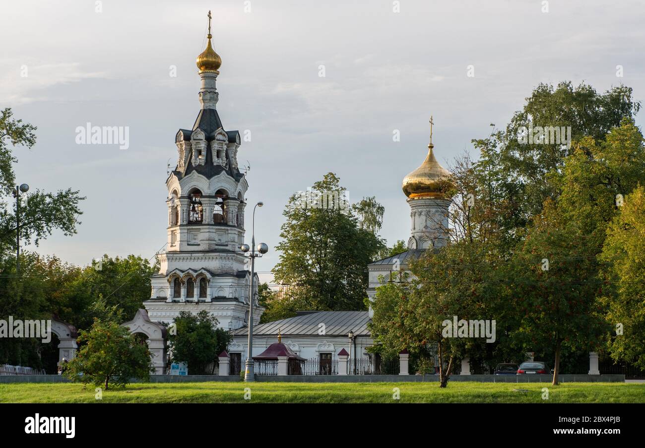 Church of Elijah the Prophet and the exaltation of the Holy cross in Cherkizov in Moscow. Stock Photo