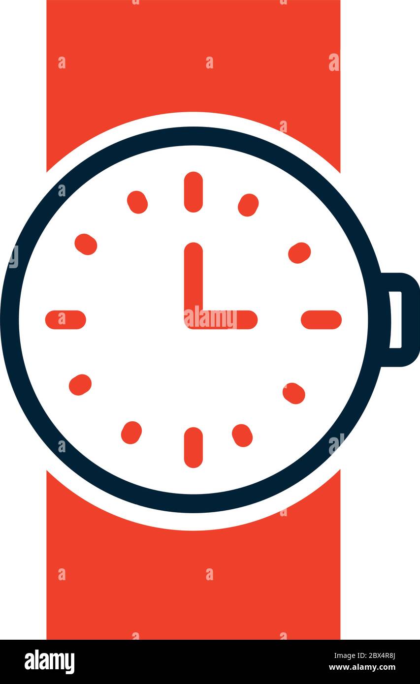 wristwatch accessory icon over white background, half line half color ...