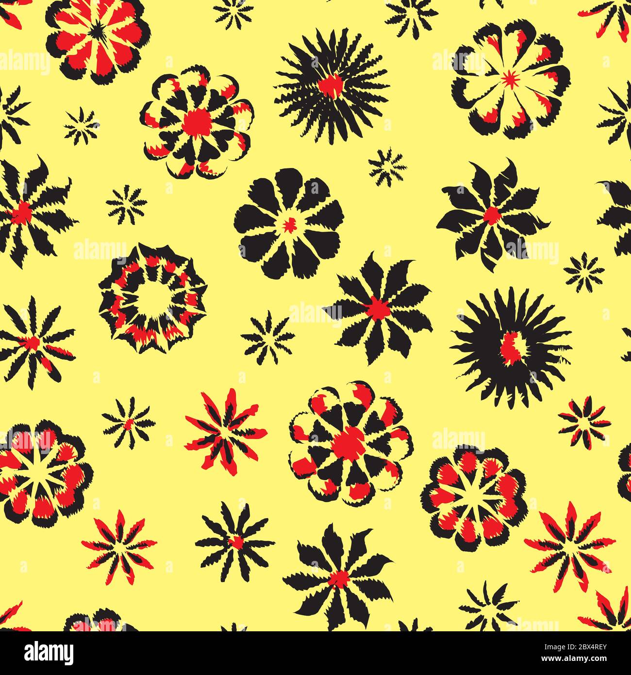 Vector flower seamless on yellow background Stock Vector