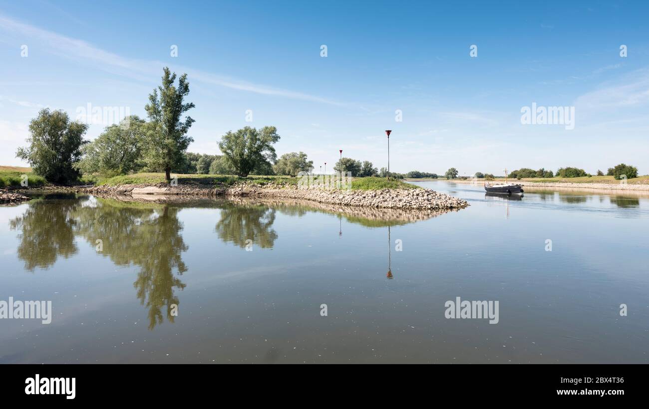 Arnhem Rivers boat in river ijssel between arnhem and deventer in the netherlands ...