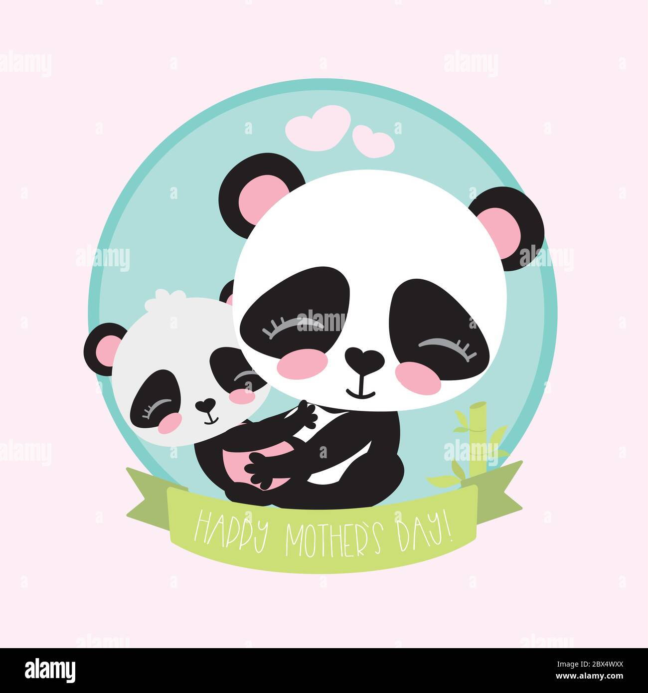 Cute And Funny Panda With Little Baby Panda Cartoon Vector Illustration Stock Vector Image Art Alamy
