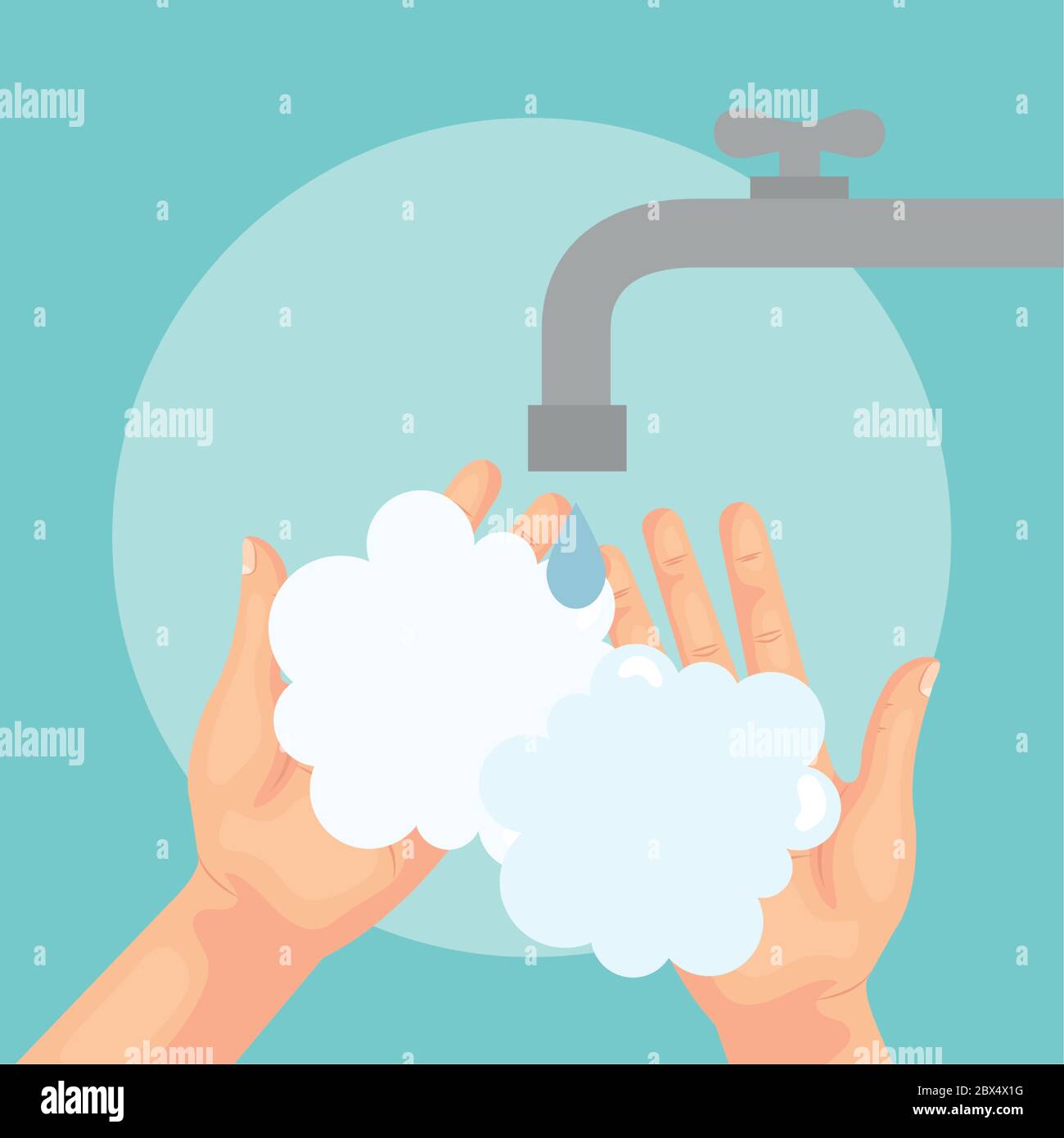 Hands washing with soap under water tap vector design Stock Vector ...