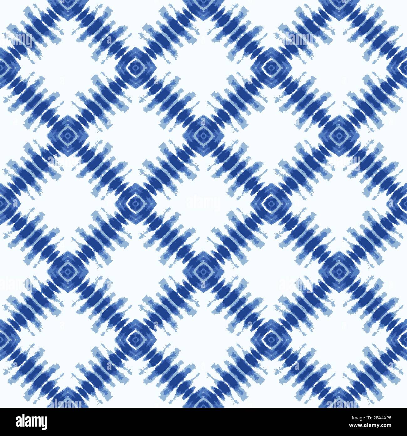Shibori Tie Dye Effect Diamond Background. Seamless Pattern Textile