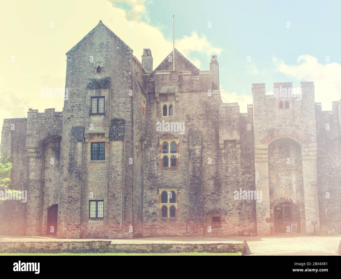 The north front of Compton Castle, Devon,UK. This front is mainly sixteenth-century but parts of the building date back to the fourteenth century. Stock Photo