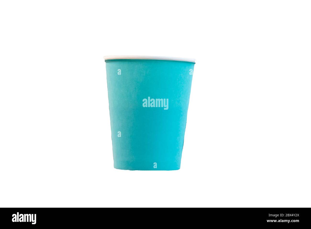 Blue paper cup with coffee isolated on white Stock Photo - Alamy