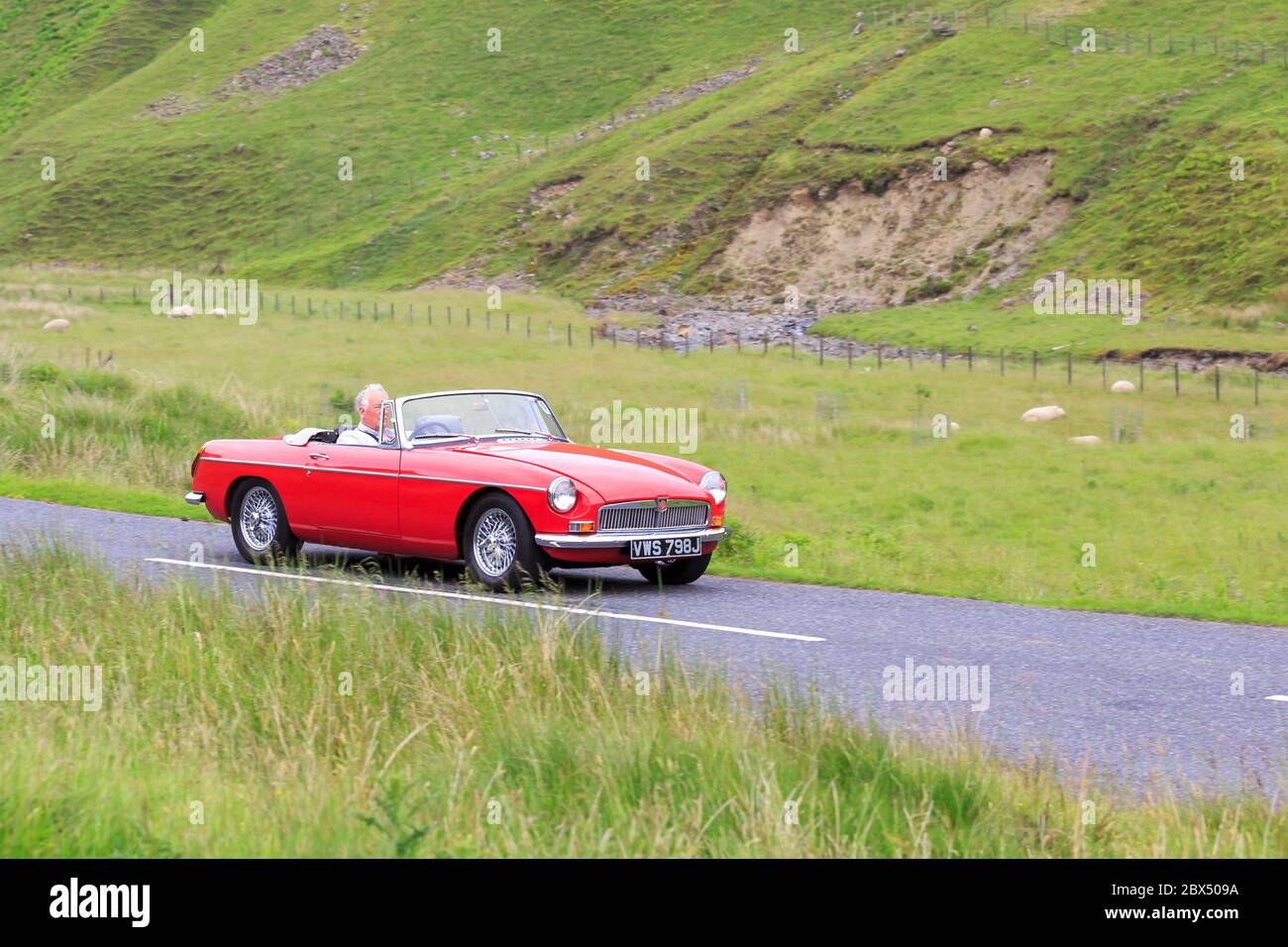 MOFFAT, SCOTLAND JUNE 29, 2019 1968 MG MGB Roadster Sports car in a