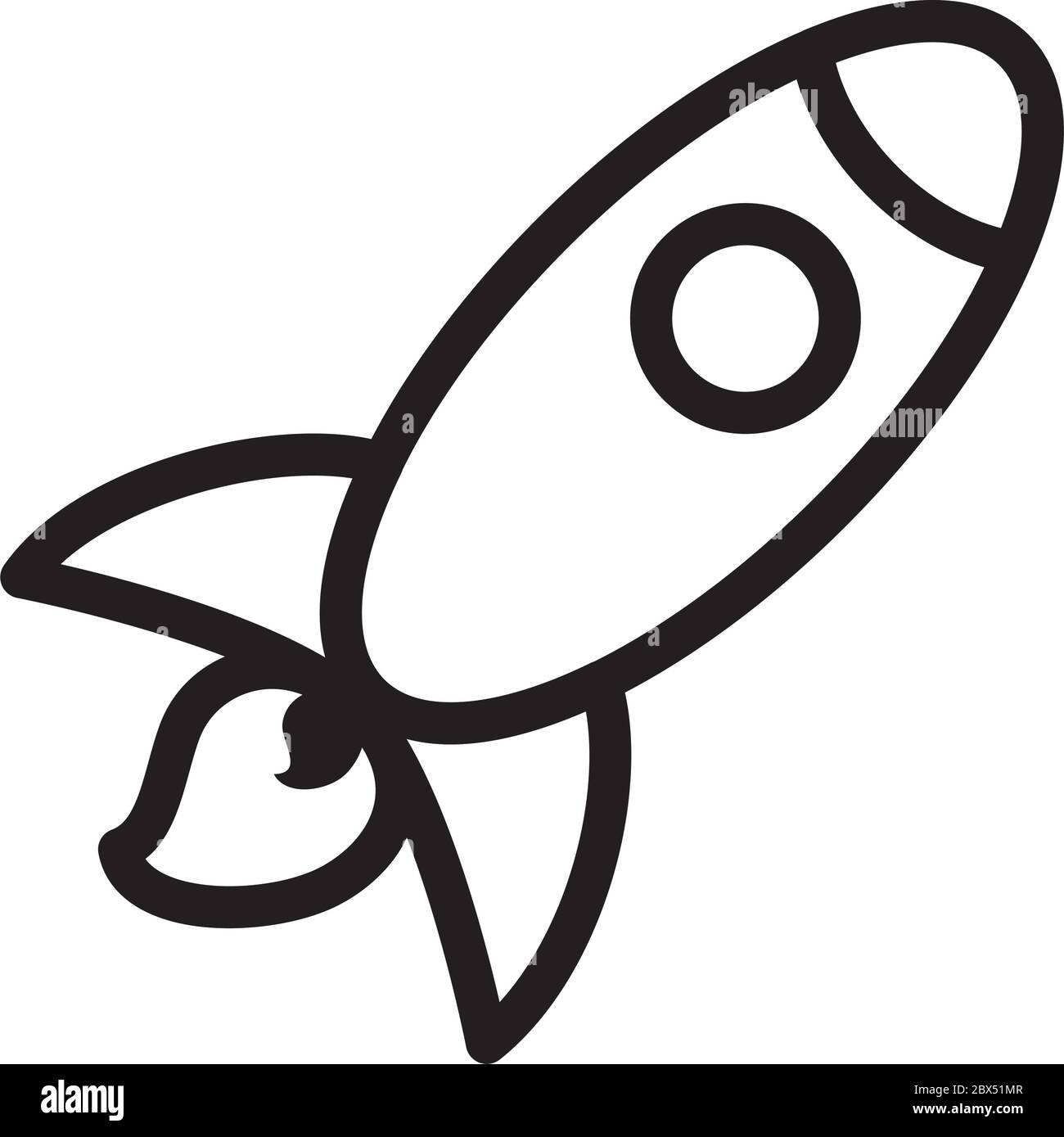 user interface concept, launch rocket icon over white background, line ...