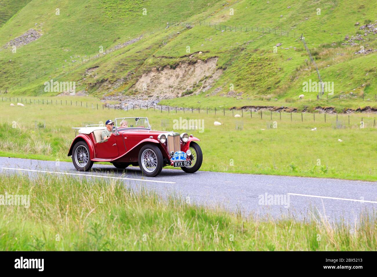MOFFAT, SCOTLAND JUNE 29, 2019 MG TC Sports car in a classic car